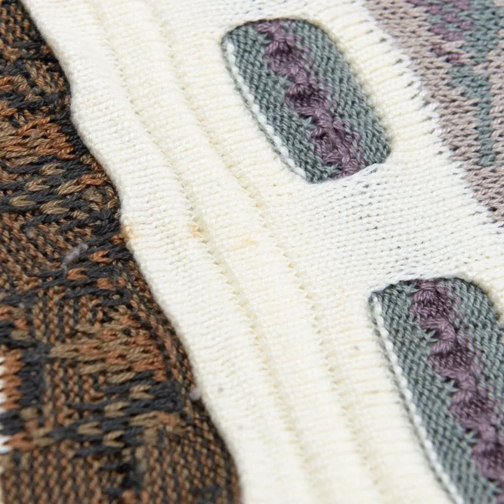 Carlo Alberto Vintage Sweater Coogi Biggie Style Textured Cream Tan Size Large - Picture 6 of 6